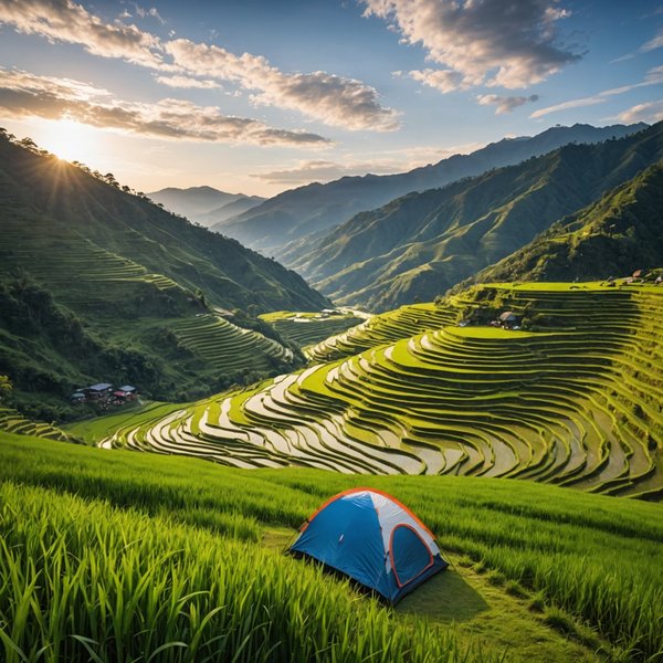 Quels sont les conseils pour un camping sur des terrasses de rizières?